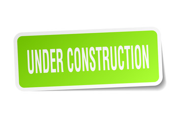 under construction square sticker on white