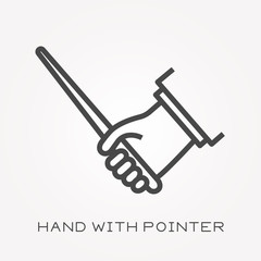 Line icon hand with pointer