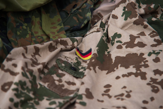 Close up on German flag on military uniform