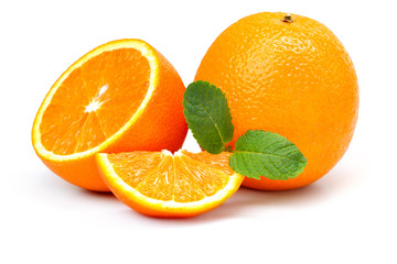orange, orange slices and mint leaves