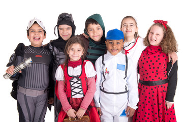 little kids posing on halloween