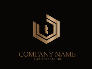Abstract letter T vector logotype. Hexagon simple logo design template