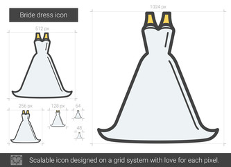 Bride dress line icon.