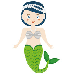 Cute Mermaid character in Cartoon Style. vector illustration