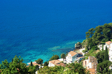 Fototapeta na wymiar Top view of the coastal part of the city of Herceg Novi in Montenegro