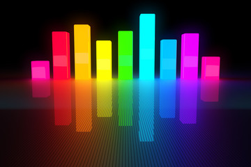 design element. 3d rendering background. rainbow colored lighting box array