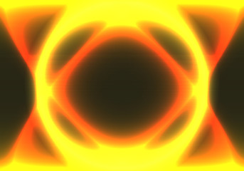 Transparent yellow, black, neon background. Abstract glowing vector scope. Bright light effect. Template neon frame with stars. Illustration