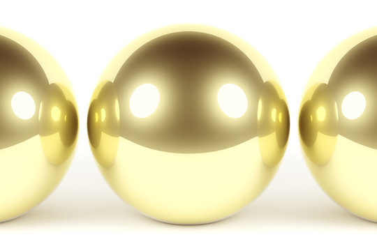 design element. 3D illustration. rendering.  metal golden glossy balls abstract closeup image