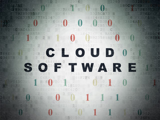 Obraz premium Cloud computing concept: Cloud Software on Digital Data Paper background
