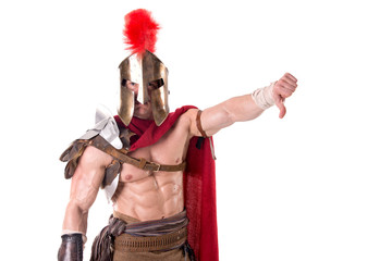 Fototapeta premium gladiator posing isolated in white