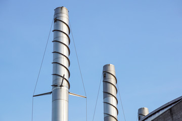 chimney tower .Thermal power stations and power lines.