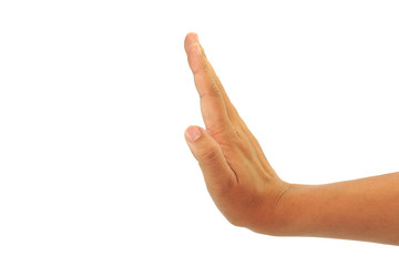 hand stop palm gesture isolated over the white background