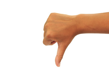 Empty hand isolated on white background