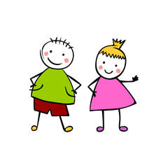 Boy and girl. Children's style vector couple