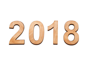 Wooden Numerals 2018 isolated on white
