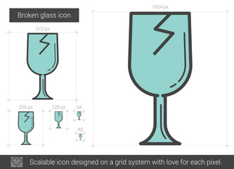 Broken glass line icon.