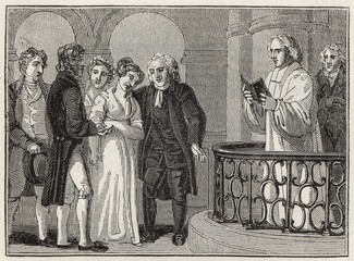 Church wedding. Date: 1820