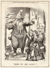 Father Christmas and children. Date: 1880