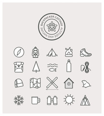 refuge, montagne, logo, identité, randonnée, trekking, edelweiss, backpacker cottage