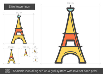 Eiffel tower line icon.