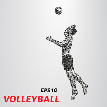 Volleyball point. Vector illustration of a volleyball player consists of circles.