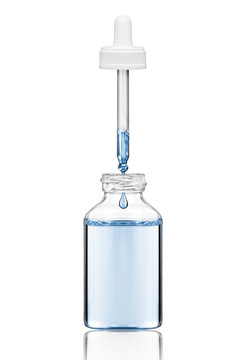 Cosmetic or medical  bottle with pipette on white background