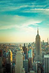 Vintage toned view  New York City from midtown Manhattan