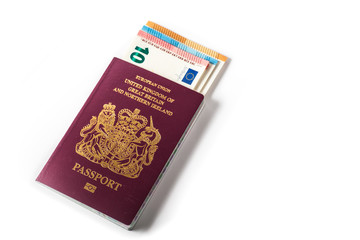 UK passport with Euro Currency