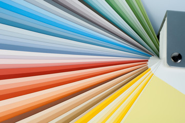 Fan with color palette, guide of acrylic paint samples