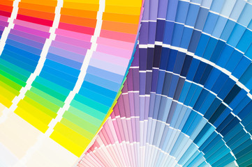 Obraz premium Fan with color palette, guide of acrylic paint samples 