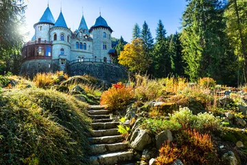 Photo sur Plexiglas Château Romantic medieval castles of Valle d'Aosta - faiy tale Savoia (Savoy) castle. North of Italy