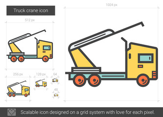 Truck crane line icon.