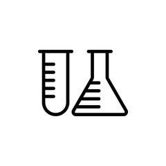 thin line test tube icon on white background