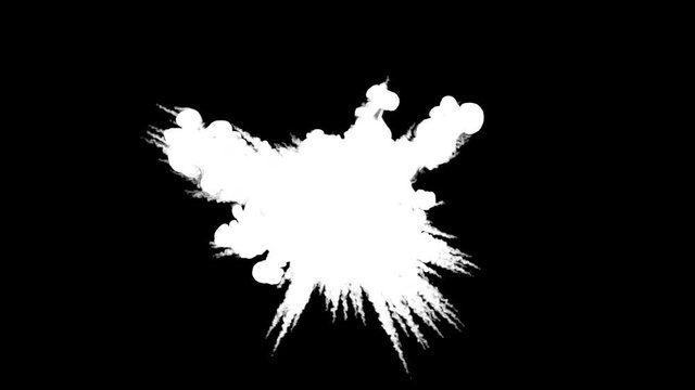 Small trotyl explosion in backlight (with alpha channel). Separated on pure black background.