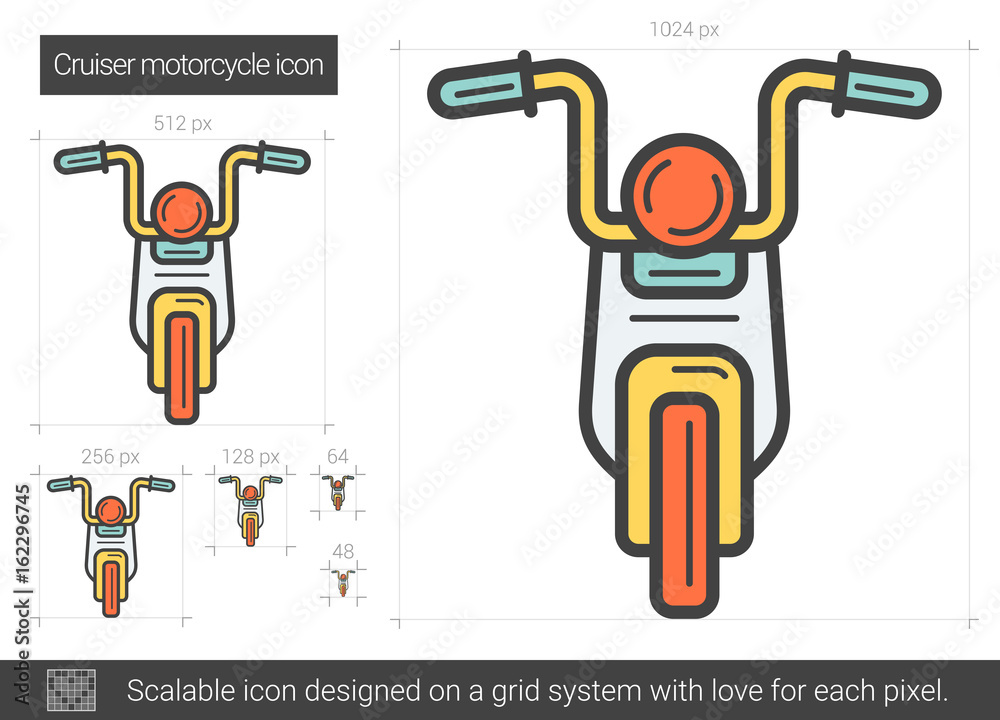 Sticker cruiser motorcycle line icon.