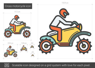 Cross motorcycle line icon.