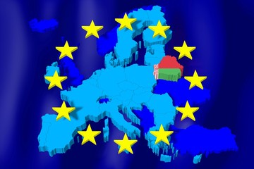 3D European Union map/ flag - Belarus