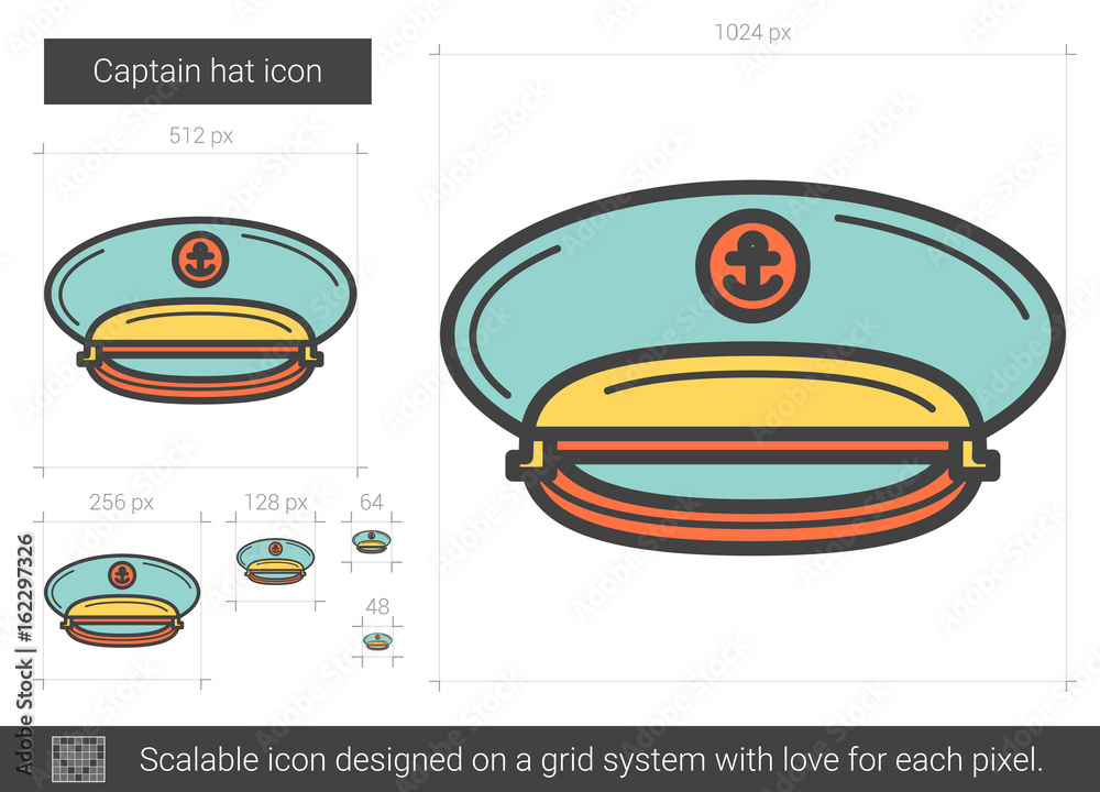 Canvas Prints captain hat line icon.