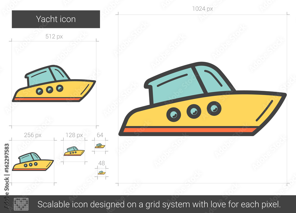 Sticker yacht line icon.