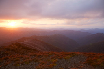 Fototapeta na wymiar Sonnenuntergang Australian Alps