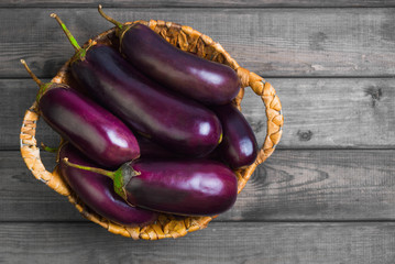 Eggplant in a wicker basket