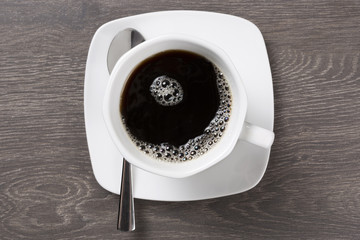 Cup of black coffee, top view