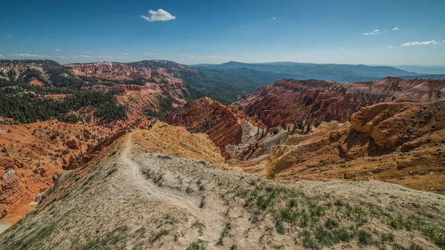 North View Trail and Panorama of Hoodoos Formation in Cedar Breaks National Monument, Brian Head, Utah