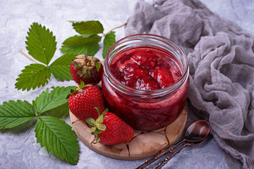 Strawberry jam in jar