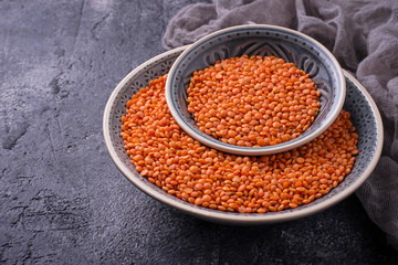 Bowl with red lentils
