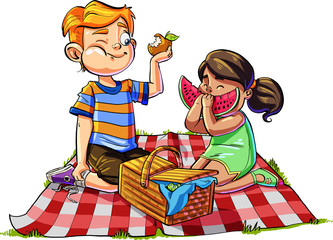 Children on a picnic