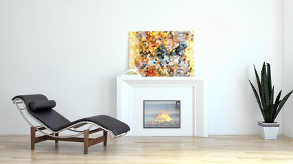 Modern bright living room lounge interior. 3D rendering