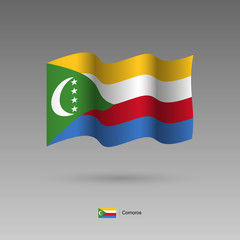 Comoros flag. Official colors and proportion correctly. High detailed vector illustration. 3d and isometry. EPS10