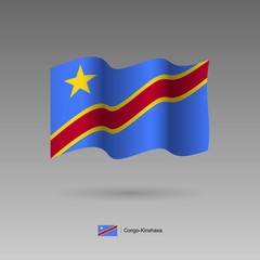 Congo-Kinshasa flag. Official colors and proportion correctly. High detailed vector illustration. 3d and isometry. EPS10