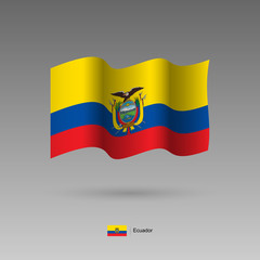 Ecuador flag. Official colors and proportion correctly. High detailed vector illustration. 3d and isometry. EPS10